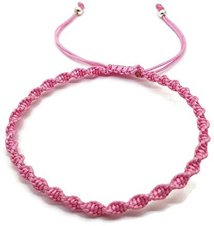 MYSTIC JEWELS – Braccialetto in Macrame, Girevole, con Filo colorato, Portafortuna, Good Luck (Rosa)