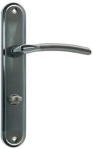 domino Türgriff 78 Drückergarnitur WC - Badezimmer Set Links & Rechts Türbeschlag für WC/Badezimmertüren L-Form Türbeschläge aus Aluminium Chrom/Nickel Türdrückergarnitur PRESTO M6/M9