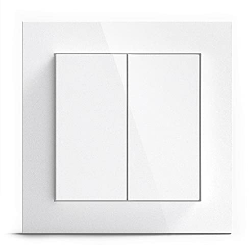 GIRA + Senic Friends of Hue Smart Switch | Kabelloser Homekit Lichtschalter & Dimmer | Kompatibel mit Philips Hue & Tado | Keine Batterien, kein Aufladen | Made in Germany | 1x Weiß