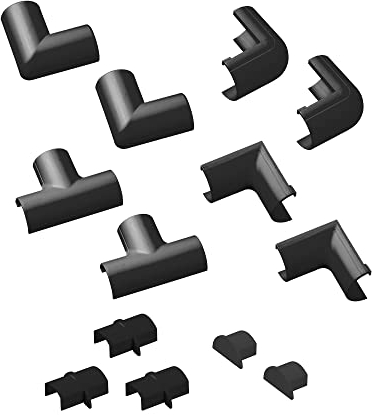 D-Line Micro plus Kabelkanal Clip-Over Verbindungsstücke Multipack, Aufsteckbare, Verbinden Sie mehrere 20x10mm Kabelkanäle, 13-teiliges Kabelkanal Zubehör Set, Schwarz, Clip-Over Verbindungsstücke