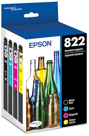 EPSON 822 DURABrite Ultra Ink Standard Capacity Black & Color Cartridge Combo Pack (T822120-BCS) Works with WorkForce Pro WF-3820,3823, 4820, 4830, 4833, 4834
