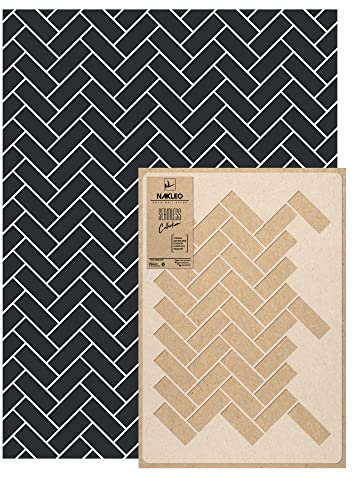 NAKLEO Wandschablone Groß Muster, Malschablone 59x95cm Fischgräten Fliese Chevron Wiederverwendbare Kunststoff, Geometrische Tapete Wandgestaltung, DIY Craft, Holz Möbel Boden Stoff