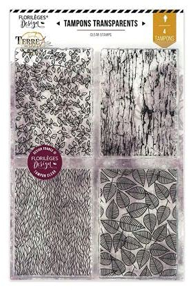 Terre des Sens's, 4 transparente Stempel, Motiv Florilèges Design, Herbsttextilien, 4 Stück