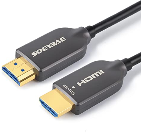 SOEYBAE 30M Cable HDMI de Fibra Óptica HDMI 2.0 4k@60Hz HDR 4:4:4, Ultra HD de Alta Velocidad 18Gbps, 3D, ARC, HDCP 2.2