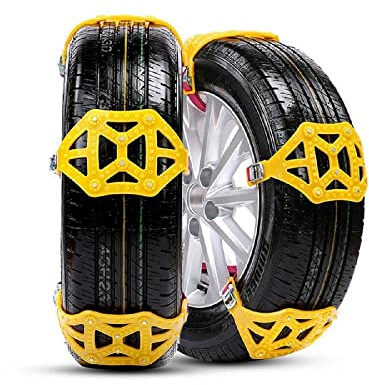 Baceyong 8PCS Schneeketten Rutschfeste Ketten Reifen Tragbare Halterung Einzigartige Nottraktion, mit Aufbewahrungstasche + Schneeschaufel + Handschuhe