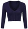 Totatuit Women's Cropped Cardigan V Neck Button Down Knitted Shrug Long Sleeve Open Front Jumper Navy Cardigans,L