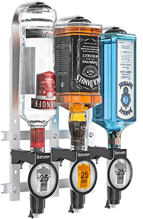 Barbarian Optics for Home Bar 3/4/6 Bottle - Bar Butler Shot Measure Bracket Alcohol Spirits Wine Upside Down Drink Dispenser Home bar Garage Man cave (3 Bottle Professional)
