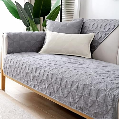WYJHNLBEDC Sofa/Couch überzug/überwurf, Sofa überwurfdecke Baumwolle Sofabezug L Form/U Form/Ecksofa 3/2/1 Sitzer, Sofaschutz Hund Kratzschutz Katze Grau
