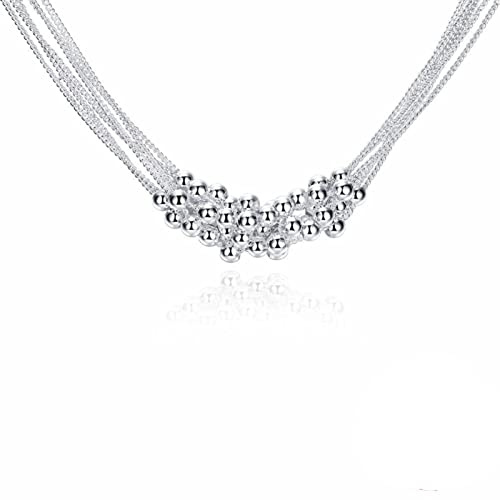 TOXI 925 Silver Necklace for Women Fine Jewelry Wholesale Real Pure Six Tassels Beads Collares Female Simple Gift