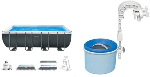 Intex 26356NP - Piscina Desmontable Rectangular Ultra XTR Frame INTEX 549x274x132 + depuradora + Skimmer Deluxe Filtro 3.028 l/h Easy Set-Metal Frame, 49x43x34 cm, Color Blanco