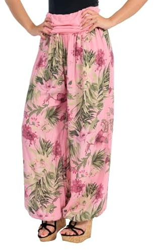 Malito - Damen Haremshose floraler Blumen Print - atmungsaktive Pumphose - dünne Freizeit Strandhose - hautfreundliche Aladinhose 8939 (rosa)