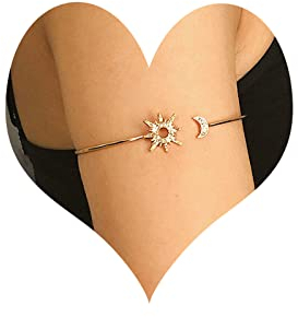 Inateannal Oberarmmanschette Kristall Sonne Mond Armband Oberarm CZ Armbänder Offener Armreif Armband Arm Band Schmuck für Frauen Mädchen