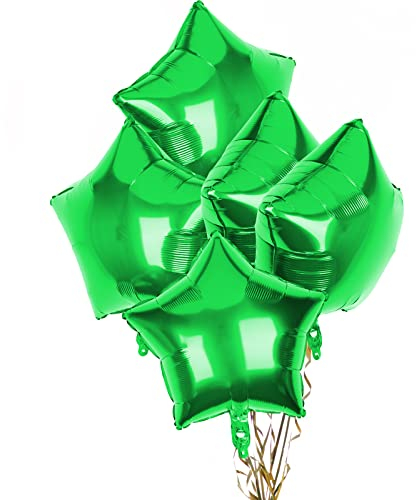 Pack of 5 Green Star Balloons, 18 Inches Star Shape Foil Balloons, Star Balloons Helium for Valentines Engagement Bridal Shower Graduation Baby Shower Wedding Anniversary Birthday Party Decorations