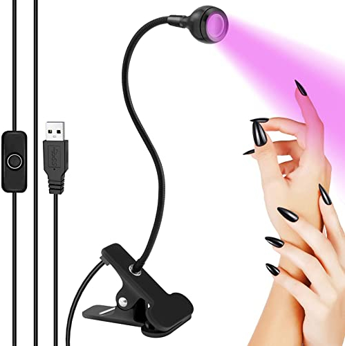 TCASENER Lampe UV Sèche Ongles, 3W Lampe de Polymérisation de Colle avec Tête Ajustable, Lampe de Colle UV Ultraviolette pour Convient pour la manucure doigts secs