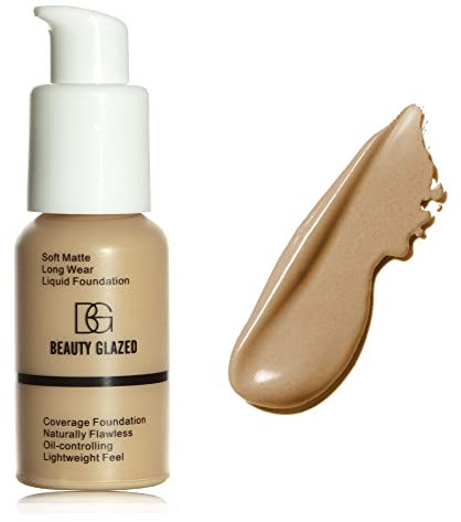 Base de maquillaje líquida mate de cobertura total, base de maquillaje de control de aceite sin defectos, base de maquillaje líquida mate impermeable de larga duración 30ml (#105 Arena)