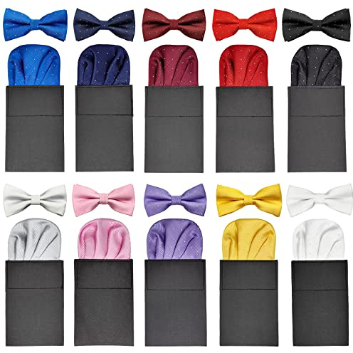 10 Pack Silk Men's Pre-Folded Pocket Squares Set, Prefolded Handkerchief For Wedding Party/Suit/Tuxedo PF-H-6