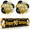 90. Geburtstag Party Deko für Mann Fraue Schwarzes Gold, Luftballons 90. Geburtstag Schwarz Gold Banner und 18 PCS 90. Happy Birthday Konfetti Ballons für Deko 90 Jubiläum Geburtstagsparty Dekoration