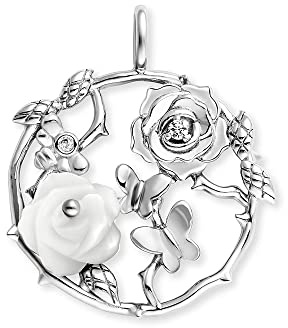 Engelsrufer Damen Anhänger Rose Garden aus Sterling Silber - besetzt mit 2 Zirkonia Steinen - Ösenverschluss - nickelfrei
