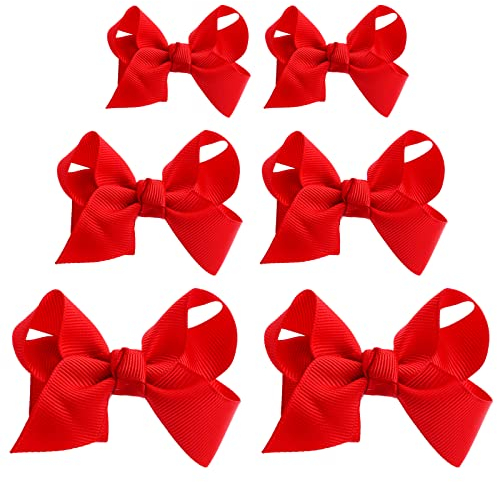 6 Stück Haarschleife Mädchen Haarspangen Rote Haarschleifen Damen Schleife Haar Accessoires Haarspangen für Teenager Mädchen Haarschmuck (15,2 x 2, 10,2 x 2, 7,6 x 2)