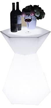 YYUINU LED-beleuchteter Stehtisch/Tisch und Stühle, Wasserdichter Freizeit-Kaffeetisch und Stühle für Den Außenbereich, Ideal für Bars, Partys, Balkone, Geschäftsräume,Single Table