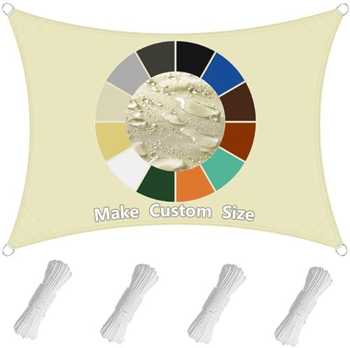 Sonnensegel Rechteck 2.5x6M, Windschutz Schattenspender, atmungsaktiv Sonnenschutz Windschutz, mit Befestigungsseile, für Garten Balkon Terrasse - Beige