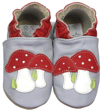 HOBEA-Germany Kitaschuhe Safestep, Kinderhausschuhe, Lederschuhe (Pilz grau, 28/29)