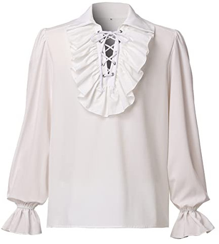COSDREAMER Camicia da Uomo Rinascimentale da poeti medievali Pirata Top Camicetta (2XL, Beige)