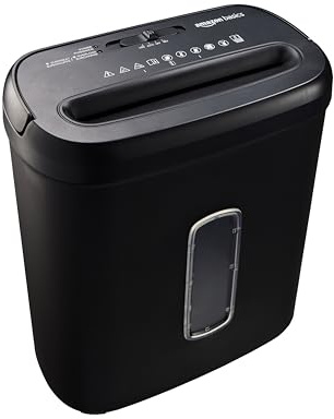 Amazon Basics 8-Sheet High Security Cross Cut Paper and Credit Card Shredder with P-4 Security, Auto Shut-off, Black