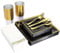 Square Dishes Plates Cups Cutlery for 25 on Special Occasions,175 Pieces of Reusable Plastic Dinnerware for Dinners, Birthdays, Valentines, Parties, Easter, Summer Celebrations(Black and Gold)