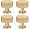 RZDEAL 4pcs Solid Brass Cabinet Pulls Drawer Dresser Gold Knobs Modern Handles (1x1/25mmx25mm), Brushed Brass Finish