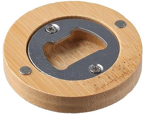 hobbyme Bamboo Wood Bottle Opener, Beer Opener, Can Driver, Magnetic Refrigerator Attachment