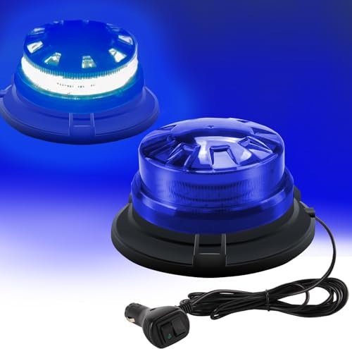 Sidaqi Gyrophare bleu LED magnétique 12-24V avec 8 modes de flash 24 lumières stroboscopiques d'urgence à LED, lumière clignotante étanche pour véhicule de voiture