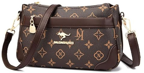 YEAMKE Damentasche Schulter Umhängetasche Muster PVC Tote Bag, Klee Braun, 24 * 6 * 15CM