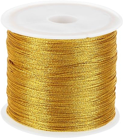 PATIKIL 100m/109yards Metallische Kordel 1 Rolle 0.3mm Durchm Tinsel Ornament Schnur Gewinde für Handwerk Sicken Schmuck Herstellung Geschenk Einpacken Dekoration Gold