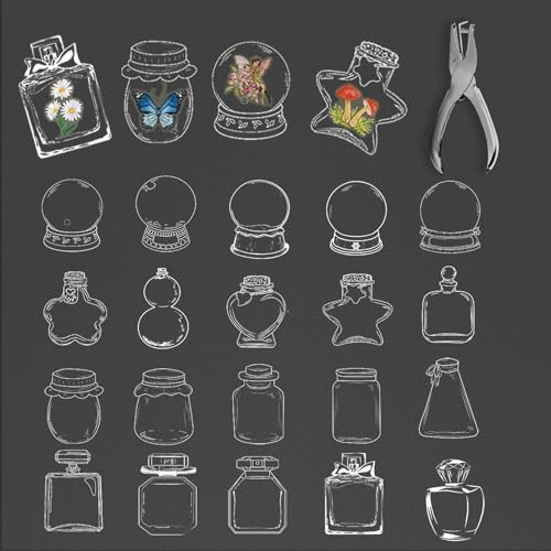 Lesezeichen Basteln, 80 Stück Lesezeichen Acryl Lesezeichen Selbst Gestalten Personalisiert Wunschflasche Aufkleber Getrocknete Blumen Lesezeichen Transparente Bookmark mit Puncher