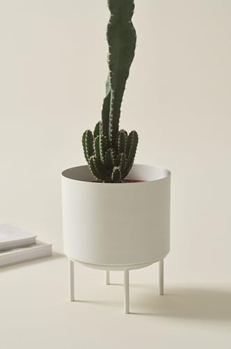 JOTEX Monique - Pot de Fleurs Polyvalent en Fer avec Petite Structure - pour l'intérieur et l'extérieur - Blanc - Hauteur : 26 cm - Diamètre : 22 cm