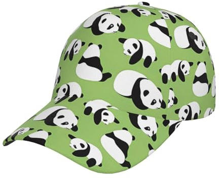 WANLON Klassische Baseballkappe mit Leopardenmuster – modisch und atmungsaktiv, perfekt für Sport, Outdoor-Aktivitäten und Urlaub, Grüner Hintergrund Panda, One size