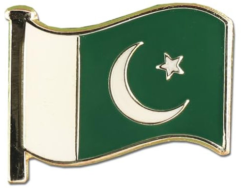 Country Flag Pin Badges - Size 20mm - Enamel Colours on Gold Finish - Butterfly Clasp - Choice of Countries. (Pakistan Flag Pin Badge)