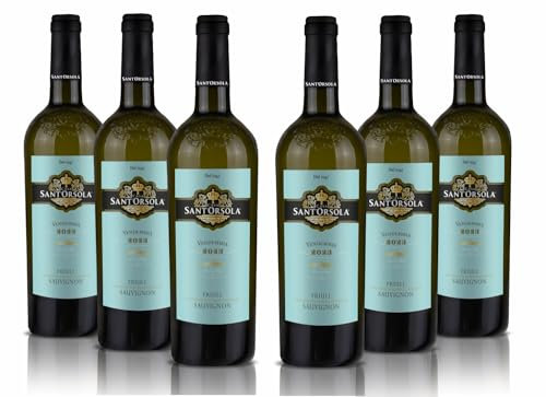 Sant'Orsola Premium Sauvignon D.O.C. Friuli, Vino Bianco Italiano, Gusto Pieno Rotondo e Palato Aromatico, 6x750 ml