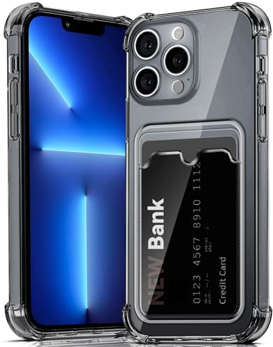 ÁRBOLORO Coque pour iPhone 13 Pro Max Etui Transparente avec Fente Carte TPU Silicone Protection Housse Soft Bumper Anti-Choc Anti-Rayure Case pour iPhone 13 Pro Max, Noir