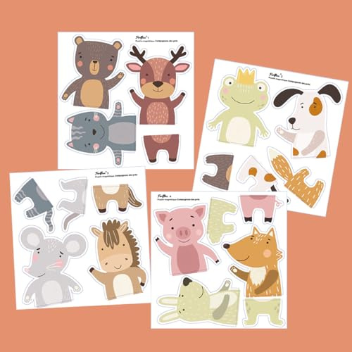 FERFLEX Magnetisches Lernspiel für Kinder – magnetisches Tier-Puzzle – verwendbar auf allen magnetischen Untergründen – Spiel für Kinder 3 Jahre – 20 Teile