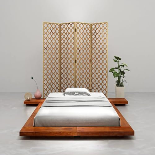 NQJIBUE Betten & Zubehör, Betten & Bettrahmen Japanisches Futonbett Bettgestell Akazienholz massiv 100x200 cm