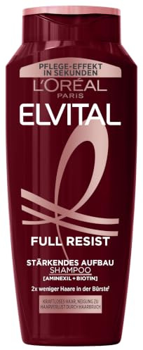 L'Oréal Paris Elvital Aufbau-Shampoo gegen Haarausfall durch Haarbruch, Für kraftloses, brüchiges Haar, Mit Biotin, Full Resist Power Booster, 6 x 300 ml