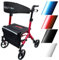 Mobility Plus+ Design Rollator DR10+ Rot - Indoor & Outdoor, schmal & faltbar - höhenverstellbare Gehhilfe für Senioren mit Rückengurt & Tasche - Innenliegende Bremszüge ohne störende Kabel