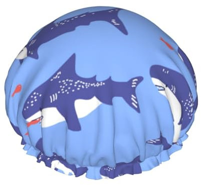 Hai-Duschhaube für Damen, wiederverwendbar, wasserdicht, zum Baden, zur Hautpflege und zu Hause