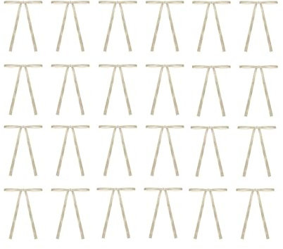 24 Samt Weihnachtsschleifen Weihnachtsbaum Ornamente Basteln Schleife Bänder (Gebrochenes Weiß)