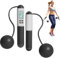Skipping Rope Without Rope, Cordless Skipping Ropes for Adults, Wireless Skipping Rope with Counter, Ropeless Jump Rope With Counter,Smart Digital Gravity Ball Jump Rope without Rope (Black White)