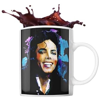 ICONS MERCH Michael Jackson Gifts Tasse Kaffee Tee Trinkbecher 325 ml Keramik Merchandise Geschenke Signature Sidney Maurer Kunstwerk, weiß, One size