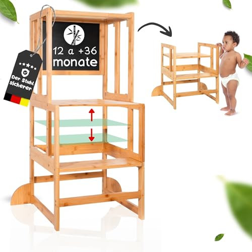 Kywai torre montessoriana bambini multifunzionale 3 in 1 in bambù - Torretta Montessoriana - Torre Montessori - Torre di Apprendimento Montessori - Scaletta Montessori per Bambini