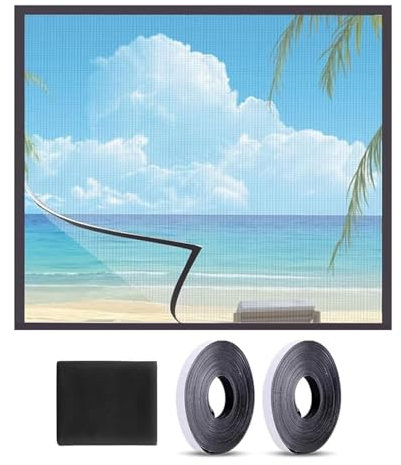 85x120cm,Moustiquaire Fenêtre en Polyester | Filet Anti-Moustique avec Bande Auto-Agrippante | Moustiquaire sans Perçage | Moustiqaire Scratch pour Fenêtre & Porte